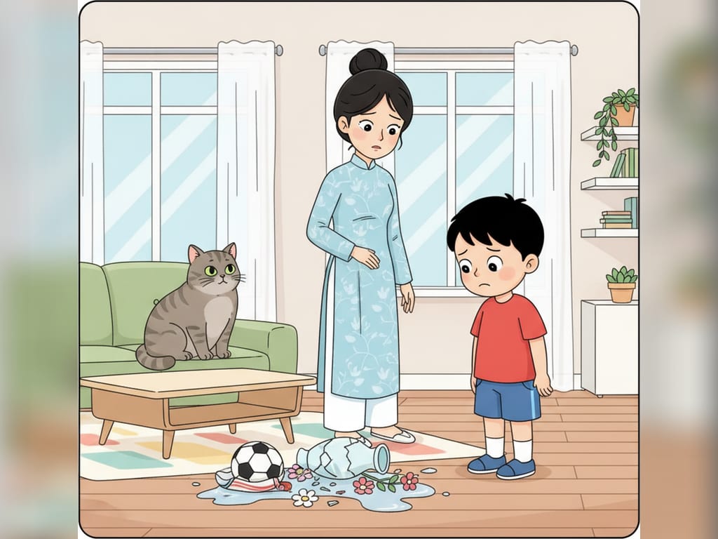 Bé Bi dũng cảm nhận lỗi
