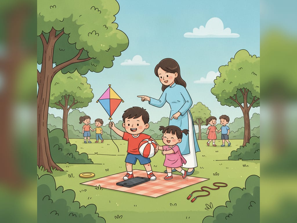 Bé Bi và chiếc điện thoại