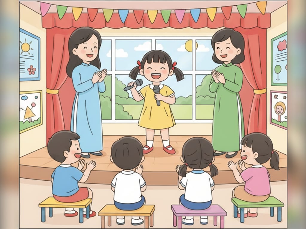 Bé Na tự tin